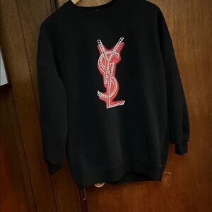 Yves Saint Laurent Black Sweat shirt with Red Logo